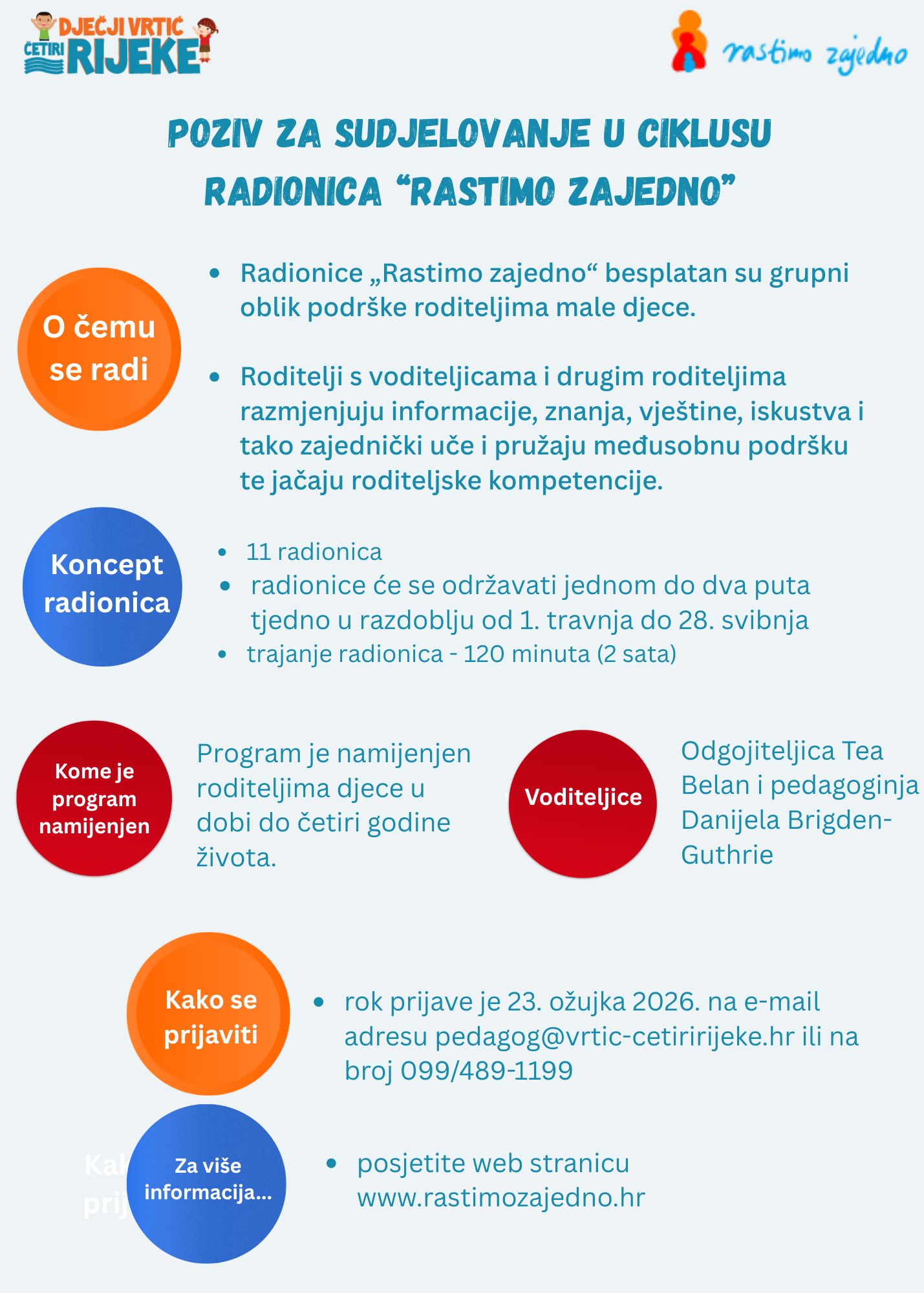 Zajedno kroz roditeljstvo: kreće novi ciklus radionica „Rastimo zajedno“